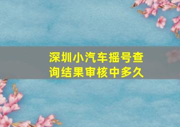 深圳小汽车摇号查询结果审核中多久