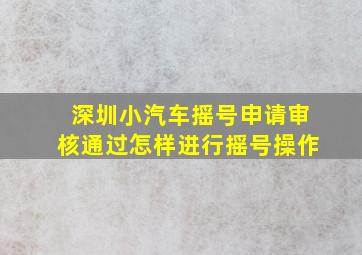 深圳小汽车摇号申请审核通过怎样进行摇号操作