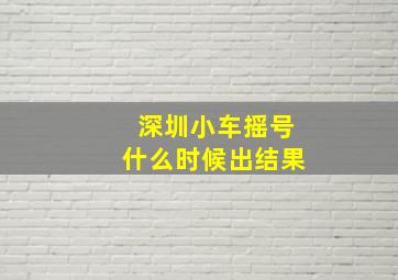 深圳小车摇号什么时候出结果