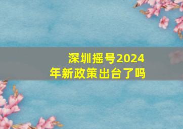 深圳摇号2024年新政策出台了吗