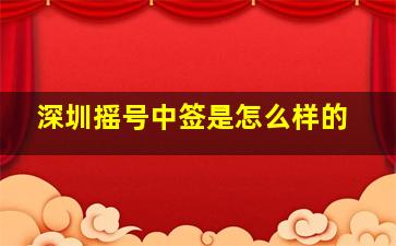 深圳摇号中签是怎么样的