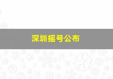 深圳摇号公布