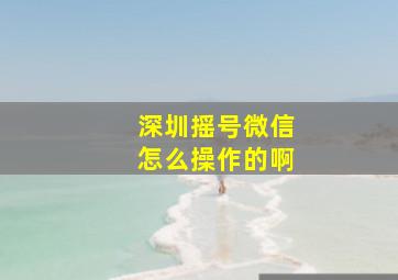 深圳摇号微信怎么操作的啊