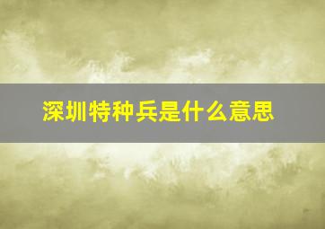 深圳特种兵是什么意思