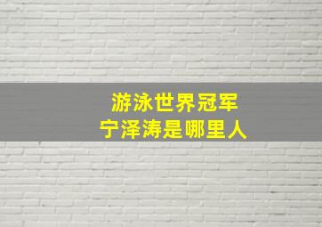 游泳世界冠军宁泽涛是哪里人