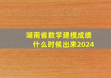 湖南省数学建模成绩什么时候出来2024