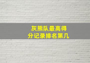 灰熊队最高得分记录排名第几