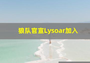 狼队官宣Lysoar加入