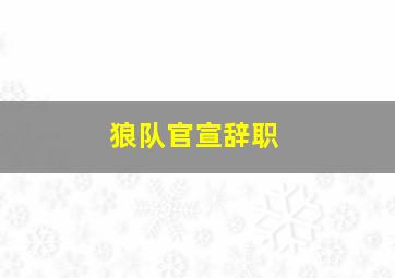 狼队官宣辞职