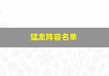 猛龙阵容名单