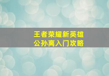 王者荣耀新英雄公孙离入门攻略