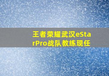 王者荣耀武汉eStarPro战队教练现任