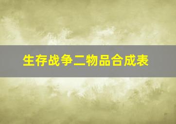 生存战争二物品合成表