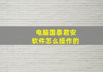 电脑国泰君安软件怎么操作的