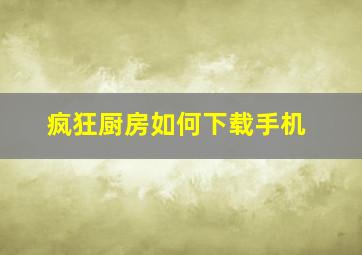 疯狂厨房如何下载手机