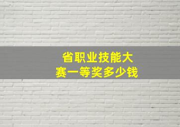 省职业技能大赛一等奖多少钱