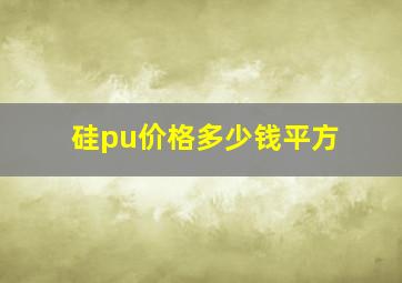 硅pu价格多少钱平方