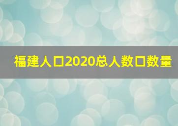 福建人口2020总人数口数量