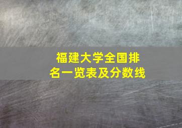 福建大学全国排名一览表及分数线