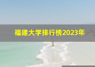 福建大学排行榜2023年