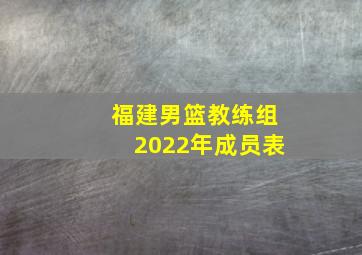 福建男篮教练组2022年成员表