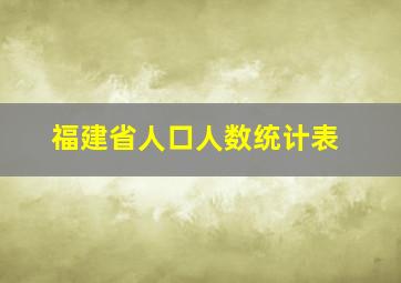 福建省人口人数统计表