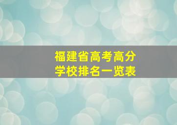 福建省高考高分学校排名一览表