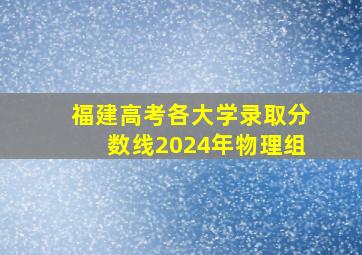 福建高考各大学录取分数线2024年物理组