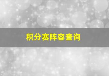 积分赛阵容查询