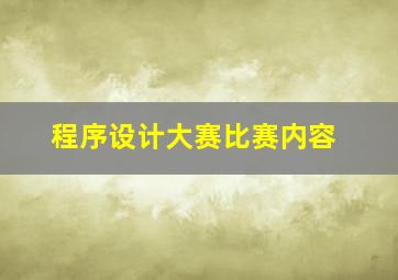 程序设计大赛比赛内容