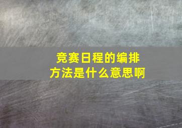 竞赛日程的编排方法是什么意思啊