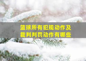 篮球所有犯规动作及裁判判罚动作有哪些