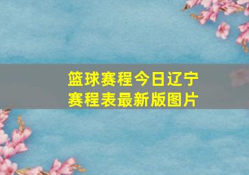 篮球赛程今日辽宁赛程表最新版图片