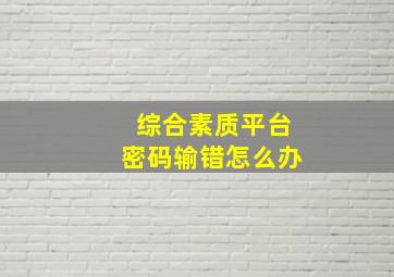 综合素质平台密码输错怎么办