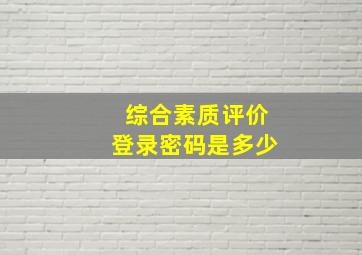 综合素质评价登录密码是多少