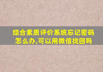 综合素质评价系统忘记密码怎么办,可以用微信找回吗