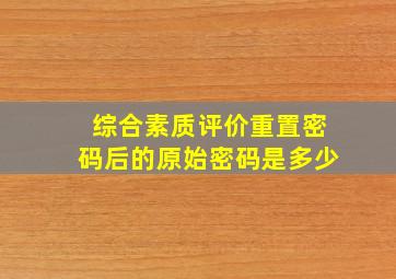 综合素质评价重置密码后的原始密码是多少