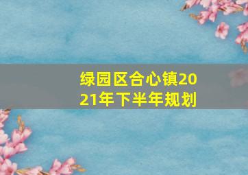 绿园区合心镇2021年下半年规划