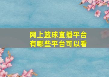 网上篮球直播平台有哪些平台可以看