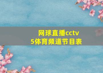 网球直播cctv5体育频道节目表