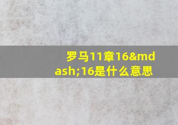 罗马11章16—16是什么意思