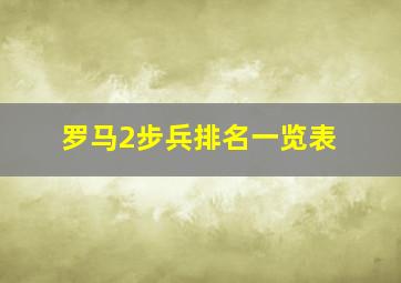 罗马2步兵排名一览表