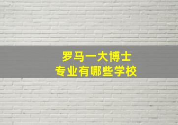 罗马一大博士专业有哪些学校