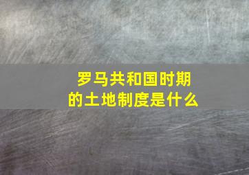 罗马共和国时期的土地制度是什么