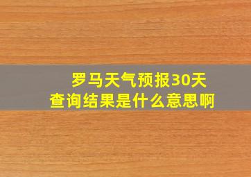 罗马天气预报30天查询结果是什么意思啊