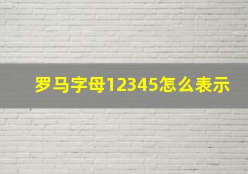 罗马字母12345怎么表示