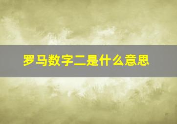 罗马数字二是什么意思