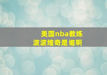 美国nba教练波波维奇是谁啊