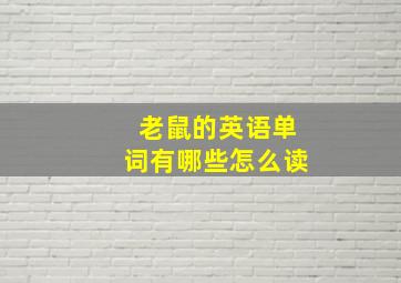 老鼠的英语单词有哪些怎么读