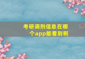 考研调剂信息在哪个app能看到啊